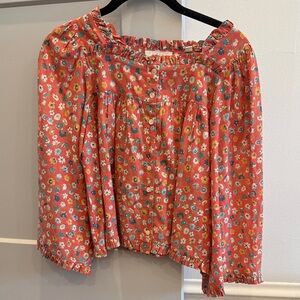 Doen Red Floral Blouse